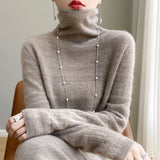 First-Line Ready-To-Wear Wool Blends 2026 Autumn And Winter Women's Heap Collar New Short-Scribled Knitted Bottom Sweater