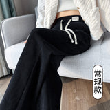 Plus Velvet Thick Lamb Velvet New Lindruffs Velvet Broad-Legged Women Autumn And Winter Northeast Special Thick Snow Trousers Women