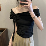 Pure Lustful Word Shoulder T-Shirt Women's Summer Small Design Small Design Small Strapped With Short Hottie Top