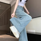 Large-Size Loose Broad-Legged Jeans Women's Summer 2025 Thin-Skinning Straight-Lens High-Rise Tight Trousers