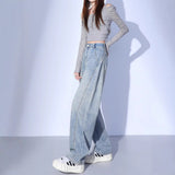 Light-Colored Scimit-Knife Jeans Women 2025 New Explosion High-Waist Broad Legs Loose Little Straight-Thampan Banana Scystles