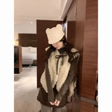 Miss Matsuno Bow Bumping Curly Curling Vest + Wave Point Set Of College Style Sweet Cute Coat