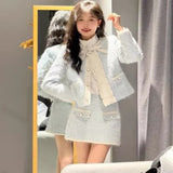 Autumn Small Fragrant Style Design Lace Coat Top Is Pure Want To Slim Half Skirt Two-Set Set