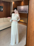 Fashion Light Luxury Hollow Two Sets Of Women's Spring 2026 New French Atmosphere Repair Body Dress Thin Half Skirt Set