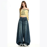 High Street Loose Scimsor Jeans Women 2025 New Three-Dimensional Cut Silhouette Trousers Broad-Legged Trousers