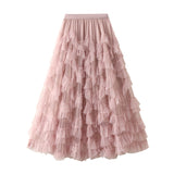 Super Xian Heavy Industry Lace Net Velopne Pony Half-Body Skirt Thin Umbrella Skirt Elegant Cake Dress Mid-Long Skirt 1393
