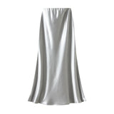 Temperament Pressure Folded Bare-Faced Fishtail Half-Dress Girl Spring Hanging Thin Bag-Butbice Long Dress 9836