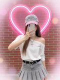 Slanted Shoulder White Leak Shoulder Short Sleeve Woman 2026 Summer Loose Lazy Slackness Feel Shoulder T-Shirt Irregular
