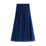 New Long Yarn Skirt Half Dress Girl Autumn And Winter High Waist Long Net Yarn Skirt 100 Folding Skirt A Skirt Fairy Dress 8859