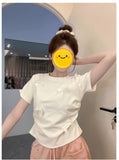 2025 New Three-Dimensional Bows Short-Sleeved Short-Sleeved T-Shirt Design Feels Sweet And Spicy Summer Repair Clothes
