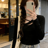 French Collar Cross-Bottomed Women's Autumn And Winter 2026 New Design Long Sleeves Sexy Top