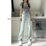 Light-Colored Straight Jeans Women's Summer Thin 2025 New Small Tall Waist Moonlight Blue-Narrow Version Of Broad-Legged Trousers