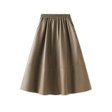 Simulation Leather Retro Style Skirt Long Half Skirt Female High-Waist A Skirt Temperament Umbrella Skirt 1839