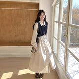 French Temperament Wearing A Denim Vest Dress Suit 2026 Autumn New Shirt Dress Super Fire Two Sets