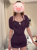 Pure Babes V-Neck Lace Hanging Neck Sling Dress Women's New Summer Dress With Two Sets Of Ass