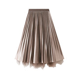 Net Yarn Dress Girl Spring New Nail Bead Irregular High Waist Front And Reverse Two Sides Wear Medium Long Yarn Skirt 2002