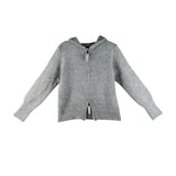 Pure Lusty Gray Long-Sleeved Knitted Cardigan Women Autumn 2025 New Double-Headed Zipper Slim Short Top