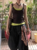 Vintage Two-Piece Sling Sling Vest Women's Summer New Design Feel Inside And Outside Wearing Sleeveless Top Tide