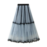 Heavy Industry Network Yarn Skirt New Wave Point A Character Temperament Elegant High-End Feeling Blue Cake Dress 8846