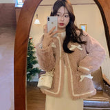 New French Retro Bow Coat In Winter 2025 Women's Age-Reduced Warm Lamb Velvet Thick Coat
