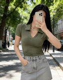 Summer Slim Slimy Fashion With Hottie Short-Sleeved T-Shirt 2026 New Polo Collar Short Blouse