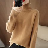Wool Blended 2026 Autumn And Winter New Short Lady Korean Version Of High-Necked Loose Solid Color Knitted Bottom Sweater