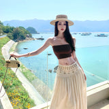 Great Northwest Desert Tourism Wearing A Word Half Dress Dress Dress Hanging Neck Top Hot Girl Seaside Vacation Two Sets