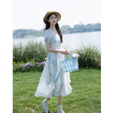 French Sweet Dizzy Stained Flower Dress Female Summer Small High-End Temperament To Waist Fairy Holiday Dress