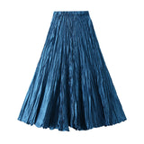 2025 Spring New Sister Wind High-Level Feeling Hundred Folds Loose Thin Swing Skirt Leisure A Skirt 8081
