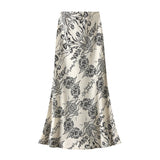 Vintage Hong Kong Style Half-Dress Dress 2025 Summer New Printing High-Waisted Thin Temperament Long Dress 9939
