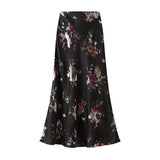 Stunning Elegant And Stylish Hot Stamped Folds Silk Slide High-Waisted Half-Skirt Female Long Fishtail Skirt 992-5
