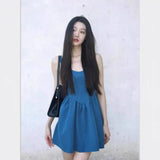Girls Feel Klein Blue Dress Women Summer New Cute Reduced Age Small Man With Chic Sling Skirt