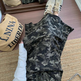 Vintage Camouflage Draw Straight Mid-Dress Women Autumn 2025 New Fashion Thin Hanging Hole Long Skirt
