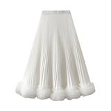 Temperament 100-Fold Petal Skirt Woman 2025 New High-End Sense A-Word Half-Body Skirt Wood Half Skirt 0661