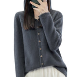 Line Ready-Wear 100% Pure Wool 2026 Autumn And Winter New Women's Short Loose Knitted Open-Shirt Jacket Hooded