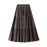 Autumn And Winter Pressure Folding Splicing Big Swing 100 Folded Skirt Autumn New Thin Fall Cake Dress 8958