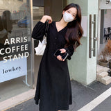 First Love Tea Break Dress V Collar With Coat Dress Women Autumn Gentle Style Dress Chic Women's Trend
