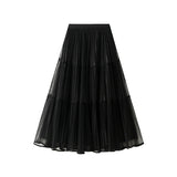 Two Sides Wearing Bright Silk Mesh Dress Dress Dress New Hundred Folded Skirt Half-Dress Dress High Waist Hanging Pendant Dress 3616