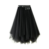 Irregular Half-Dress 2025 New Spring And Summer Long Black Big Swing Skirt Super Fairy Lace Mesh Dress 8808