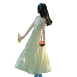 Travel Vacation Fairy Apricot Sling Dress Women's Summer 2027 New Small Seaside Photo Beach Dress