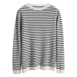 Wool Blending 2026 Autumn And Winter New Women's Loose Striped Round Collar Short Inside A Sweater Bottom Knitted Shirt
