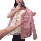 Pink Small Fragrant Wind Thick Coat Women Cotton Autumn And Winter 2026 New Famous Lady Delicate Lady Coarse Cotton Coat