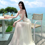 French Beauty Holiday Slid Splicing Bra Dress Women Summer Seaside High-End Feeling Thin Dress