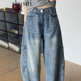 Vintage Wide-Legged Jeans Women's New High-Waist Design In Fall 2025 Loose Straight Scimits-On Pants