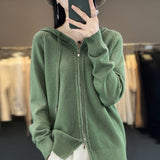 Wool Blended 2026 Autumn And Winter New Women's Short Zipper Open-Shirt Loose Large Knitted Hoodie