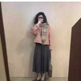 Pink Short This Coat Woman 2025 Autumn And Winter New Korean Small Man Temperament Small Fragrant Wind Hair Coat Tide