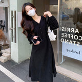 First Love Tea Break Dress V Collar With Coat Dress Women Autumn Gentle Style Dress Chic Women's Trend