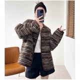 Curry Light Luxury Stripes Gradually Change Small Fragrant Wind Coat Women's Autumn 2025 New Atmosphere Chic Top