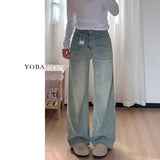 Light-Colored Broad-Legged Jeans Women's Pear-Shaped Body Summer New Fat Mm Large-Size Loose Thin-Skinny Straight Pants