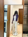 Two Sets Of Purple Texture Knitted Cardigan Spring And Summer 2026 New Loose Sweater + Broken Flower Sling